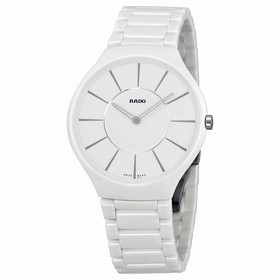 Rado True Thinline White Dial White Ceramic Ladies Watch R27957112
