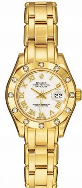 Rolex Oyster Perpetual Pearlmaster 18kt Yellow Gold Diamond Ladies Watch 80318-PM