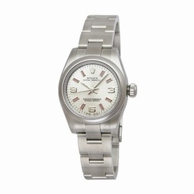 Rolex No Date Silver Arabic Pink Index Dial Oyster Bracelet Ladies Watch 176200SAPSO
