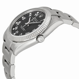 Rolex Air King Black Diamond Dial 18k White Gold Bezel Steel Men's Watch 114234BKRDO