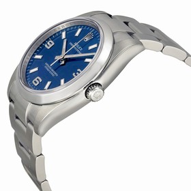 Rolex Oyster Perpetual Blue Arabic Dial Domed Bezel Men's Watch 114200BLASO