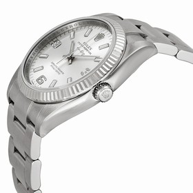 Rolex Airking Silver Arabic Index Dial Fluted Bezel Men's Watch 114234SASO