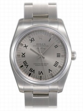 Rolex Airking Silver Roman Dial Domed Bezel Men's Watch 114200SRO