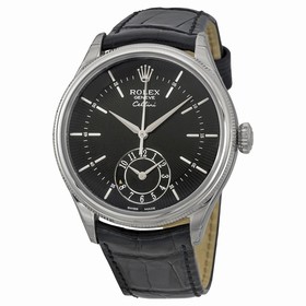 Rolex Cellini Dual Time Black Dial 18K White Gold Men's Watch 50529BKSBKL