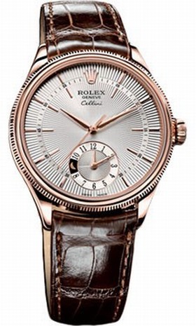 Rolex Cellini Dual Time Silver Dial 18K Everose Gold Men's Watch 50525SSBRL