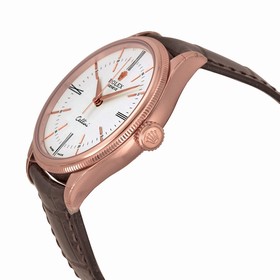 Rolex Celllini Automatic White Lacquer Dial Brown (Tobacco) Leather Watch 50505WSL