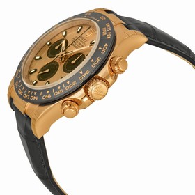 Rolex Cosmograph Daytona Automatic Pink Dial Black Alligator Leather Men's Watch 116515PKSL