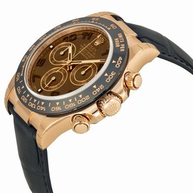 Rolex Cosmograph Daytona Chocolate Dial Automatic Black Leather Men's Watch 116515CHOAL