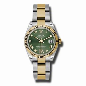 Rolex Datejust 31 Green Dial Stainless Steel 18K Yellow Gold Automatic Ladies Watch 178273GNRO