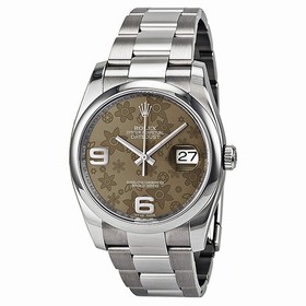 Rolex Datejust Automatic Brown Floral Dial Stainless Steel Ladies Watch 116200