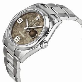 Rolex Datejust Automatic Brown Floral Dial Stainless Steel Ladies Watch 116200