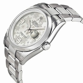 Rolex Datejust Automatic Silver Floral Dial Stainless Steel Ladies Watch 116200SFAO