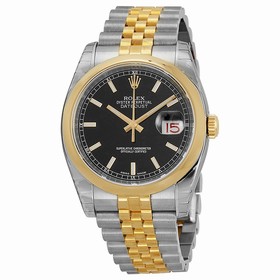 Rolex Datejust Black Automatic Stainless Steel and 18kt Yellow Gold Men's 116203BKSJ