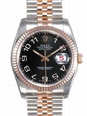 Rolex Datejust Black Concentric Arabic Dial Fluted 18k Rose Gold Bezel Jubilee Bracelet Men's Watch 116231BKCAJ