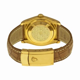 Rolex Datejust Black Dial 18kt Yellow Gold Brown Leather Strap Men's Watch 116138BKSL