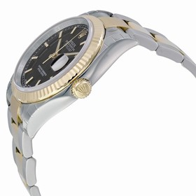 Rolex Datejust Black Dial Automatic Stainless Steel and 18kt Yellow Gold Men's Watch 116233BKSO