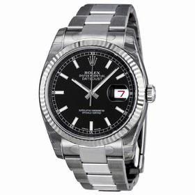 Rolex Datejust Black Dial Stainless Steel Bracelet Men's Watch 116234BKSO