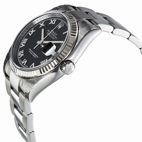 Rolex Datejust Black Dial White Gold Bezel Automatic Stainless Steel Ladies Watch 116234BKRO