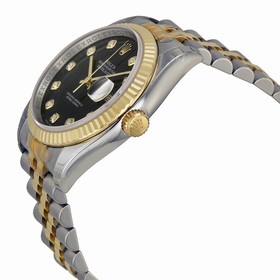 Rolex Datejust Black Diamond Dial Jubilee Bracelet Two Tone Men's Watch 116233BKDJ