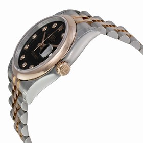 Rolex Datejust Black Diamond Dial Stainless Steel and 18kt Pink Gold Men's Watch 116201BKDJ