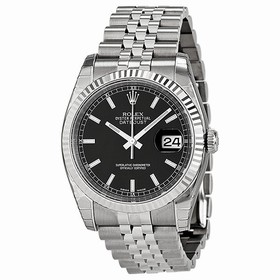 Rolex Datejust Black Index Dial Jubilee Bracelet Fluted Bezel Men's Watch 116234BKSJ