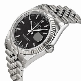 Rolex Datejust Black Index Dial Jubilee Bracelet Fluted Bezel Men's Watch 116234BKSJ