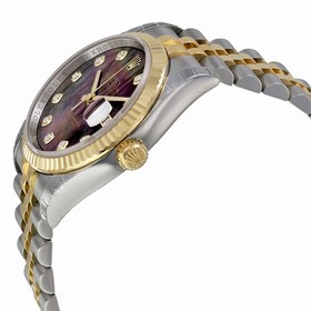 Rolex Datejust Black Mother of Pearl Diamond Dial Steel and 18K Yellow Gold Men's Watch 116233BKMDJ