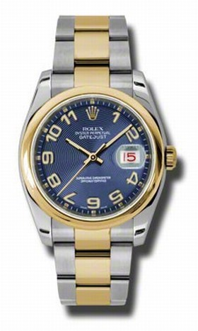 Rolex Datejust Blue Concentric Dial Automatic Stainless Steel and 18K Yellow Gold Men's Watch 116203BLCAO
