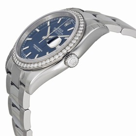Rolex Datejust Blue Dial Automatic Diamond Bezel Steel Unisex Watch 116244BLSO