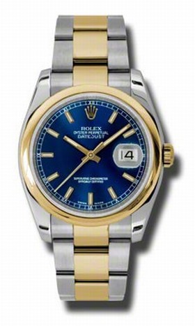 Rolex Datejust Blue Dial Automatic Stainless Steel and 18K Yellow Gold Men's Watch 116203BLSO