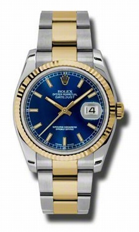 Rolex Datejust Blue Dial Automatic Stainless Steel and 18kt Yellow Gold Men's Watch 116233BLSO