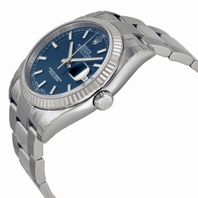 Rolex Datejust Blue Dial Automatic Stainless Steel White Gold Bezel Men's Watch 116234BLSO