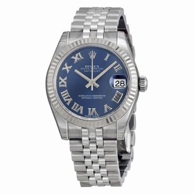 Rolex Datejust Blue Dial Jubilee Bracelet 18kt White Gold Fluted Bezel Unisex Watch 178274BLRJ