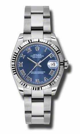 Rolex Datejust Blue Dial White Gold Bezel Automatic Steel Ladies Watch 178274BLRO
