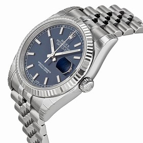 Rolex Datejust Blue Index Dial Jubilee Bracelet Fluted Bezel Men's Watch 116234BLSJ
