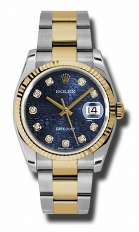 Rolex Datejust Blue Jubilee Dial Automatic Stainless Steel and 18kt Yellow Gold Men's Watch 116233BLJDO