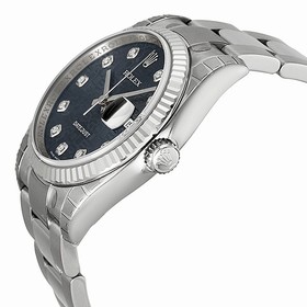 Rolex Datejust Blue Jubilee Diamond Dial Fluted 18k White Gold Bezel Men's Watch 116234BLJDO