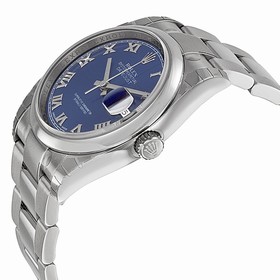 Rolex Datejust Blue Roman Dial Oyster Bracelet Men's Watch 116200BLRO