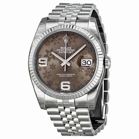 Rolex Datejust Bronze Floral Dial 18kt White Gold Bezel Steel Ladies Watch 116234BRAFJ