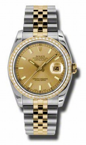 Rolex Datejust Champagne Dial Automatic Stainless Steel and 18K Yellow Gold Ladies Watch 116243CSJ