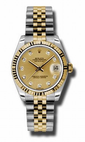 Rolex Datejust Champagne Diamond Dial Jubilee Bracelet Two Tone Unisex Watch 178273CDJ