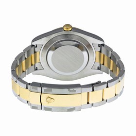 Rolex Datejust II Black Roman Dial 18k Yellow Gold Fluted Bezel Two Tone Oyster Bracelet Men's Watch 116333BKRO