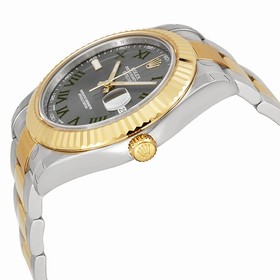 Rolex Datejust II Grey Roman Dial 18kt Yellow Gold Bezel Two Tone Oyster Bracelet Men's Watch 116333GYRO