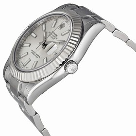 Rolex Datejust II Silver Dial White Gold Fluted Bezel Men's Watch 116334SSO