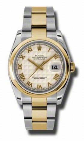 Rolex Datejust Ivory Pyramid Dial Automatic Stainless Steel and 18K Yellow Gold Men's Watch 116203IPRO