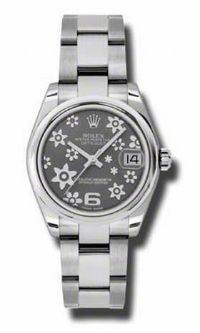 Rolex Datejust Foral Rhodium Dial Automatic Steel Ladies Watch 178240RFO