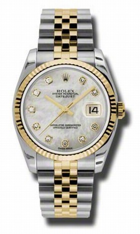 Rolex Datejust Mother of Pearl Dial Automatic Stainless Steel and 18kt Yellow Gold Men's Watch 116233MDJ