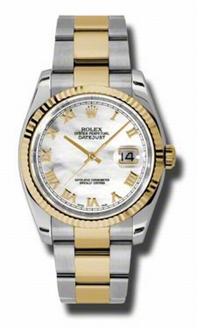 Rolex Datejust Mother of Pearl Dial Automatic Stainless Steel and 18kt Yellow Gold Men's Watch 116233MRO