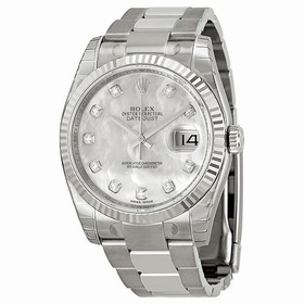 Rolex Datejust Mother of Pearl Dial Automatic Stainless Steel White Gold Bezel Unisex Watch 116234MDO