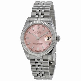 Rolex Datejust Pink Index Dial Jubilee Bracelet 18k White Gold Fluted Bezel Unisex Watch 178274PSJ